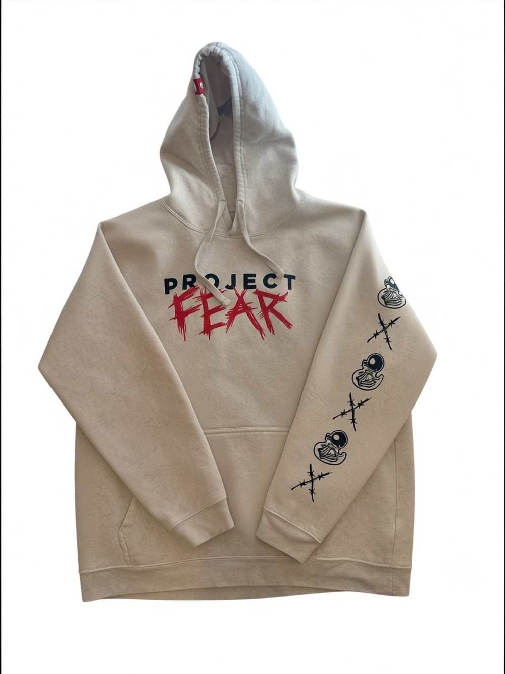Project Fear Light Grey Heathered Hoodie Sweatshirt XXL Unisex